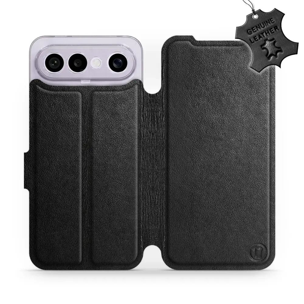 Etui z naturalnej skóry do Vivo X300 FE, Mobiwear Leather, czarne