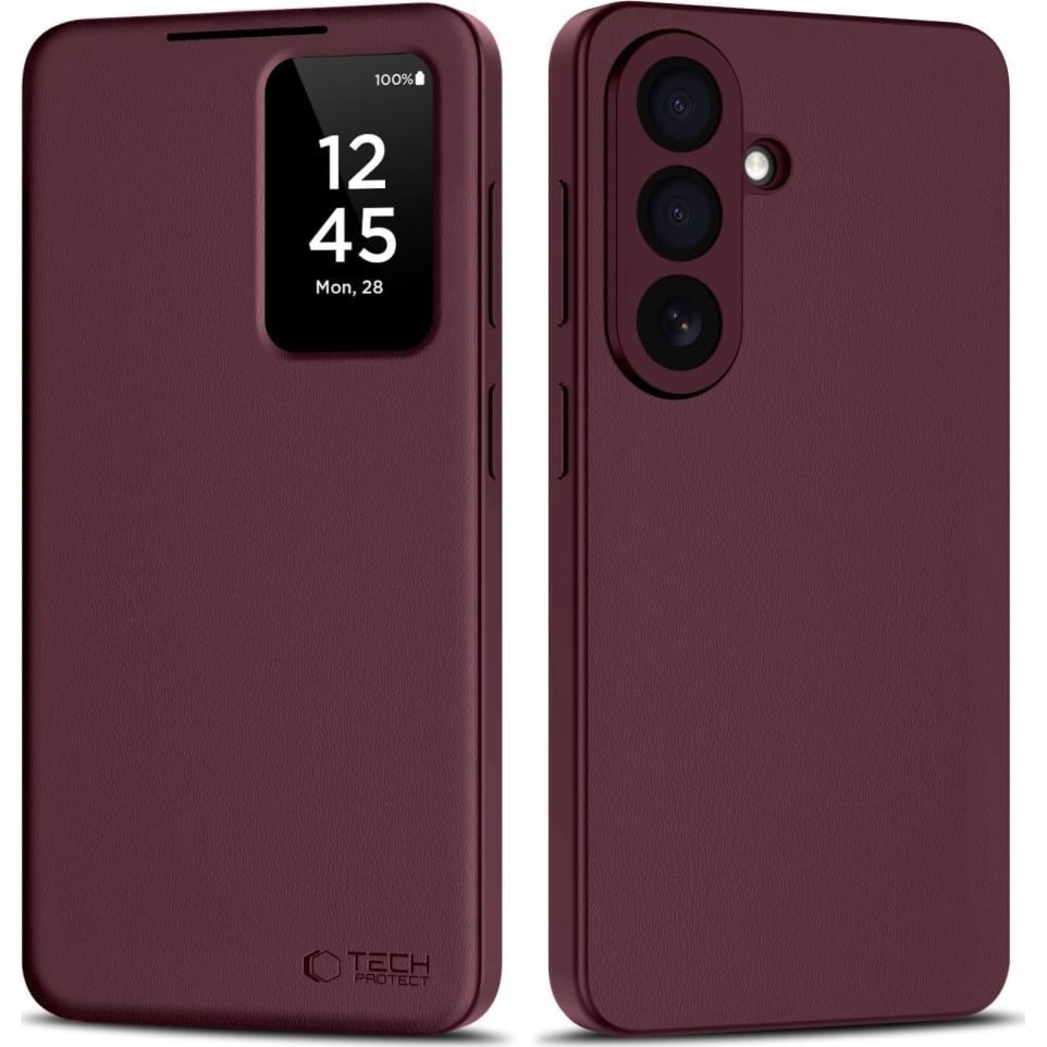 Etui z klapką Tech-Protect Smart Wallet do Galaxy S26 Plus, bordowe