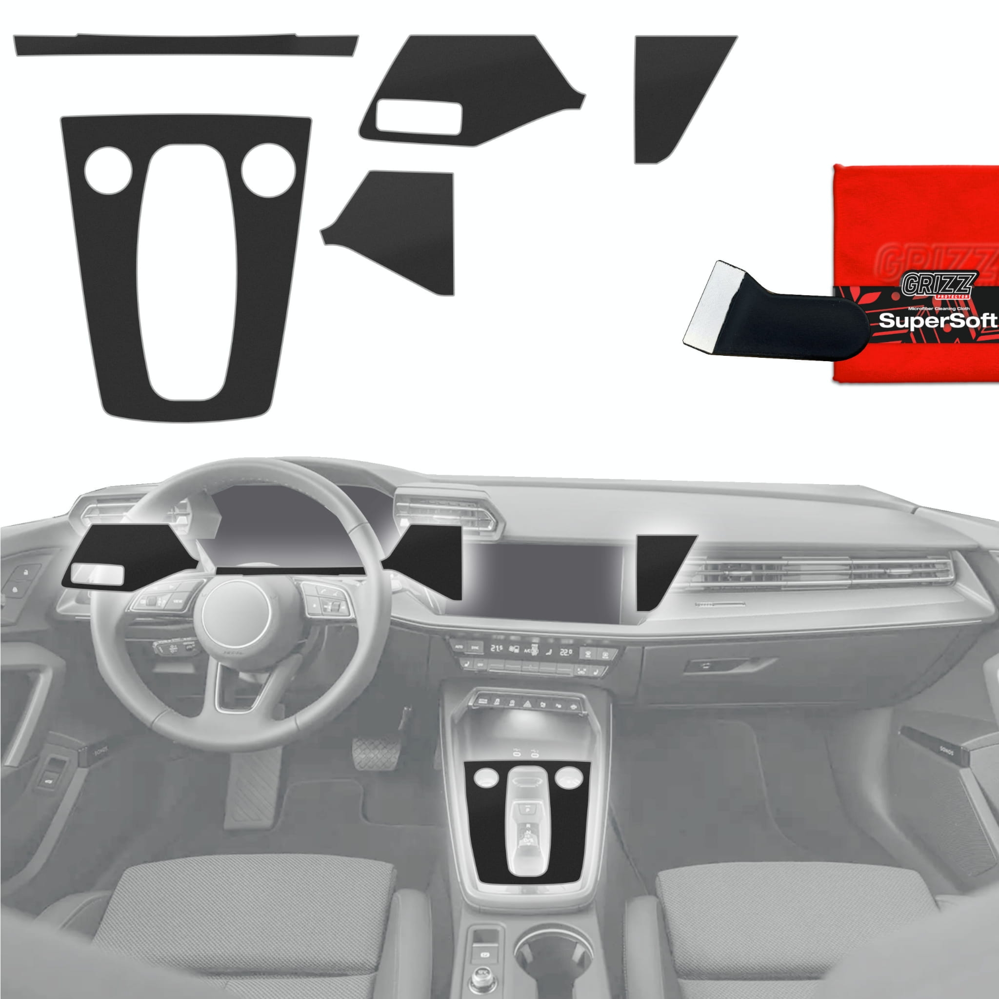 OUTLET: Folia do wnętrza Audi A3 8Y Facelift (2024-2026) Grizz Protector 5w1 Czarna Antyodciskowa