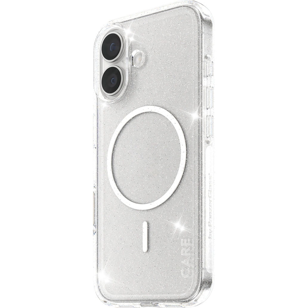 Etui CARE by PanzerGlass Flagship Star Lit Case do MagSafe do iPhone 17, przezroczyste z brokatem