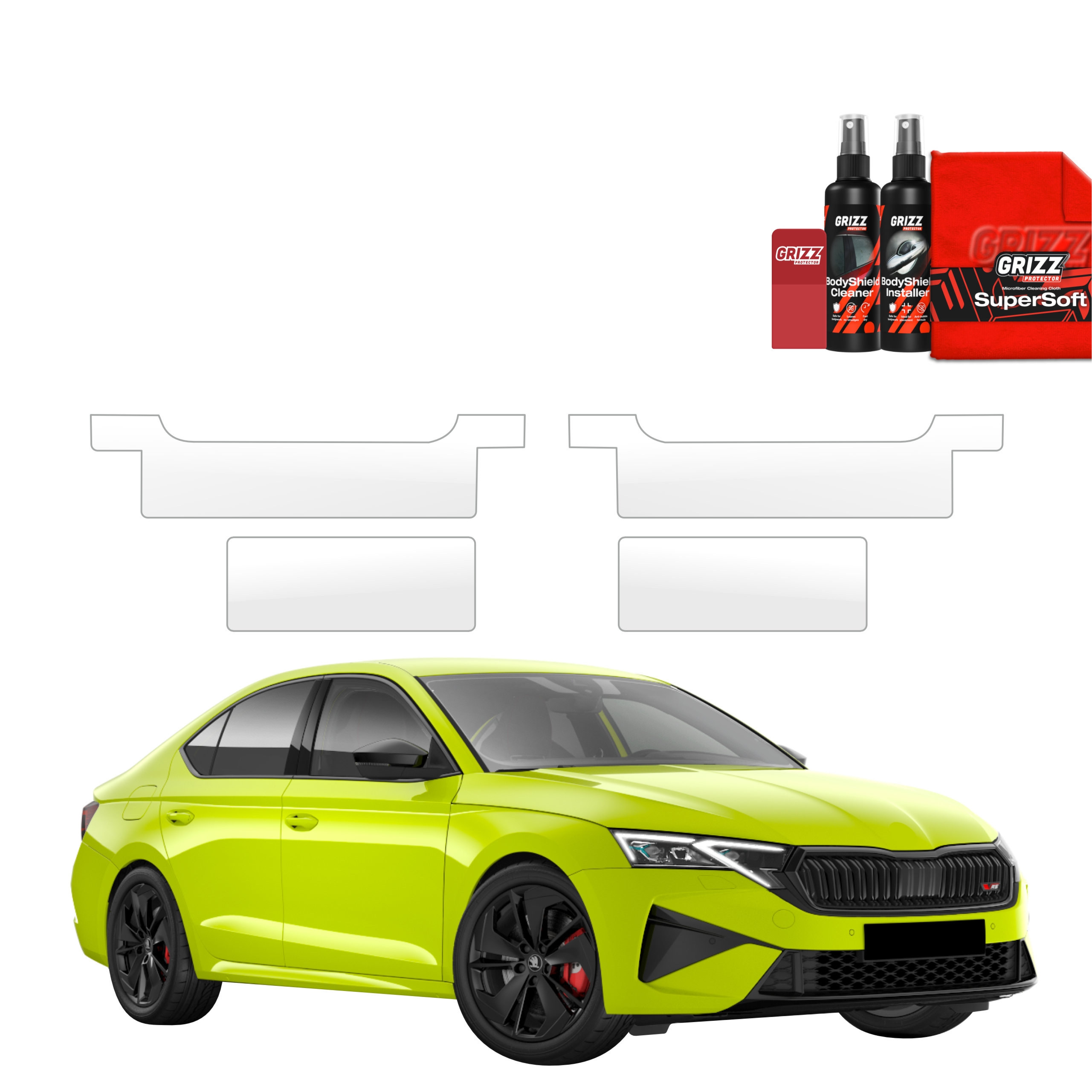 4w1 Bezbarwna folia ochronna Grizz Protector na progi Skoda Octavia 4 RS Facelift (2024-2026)