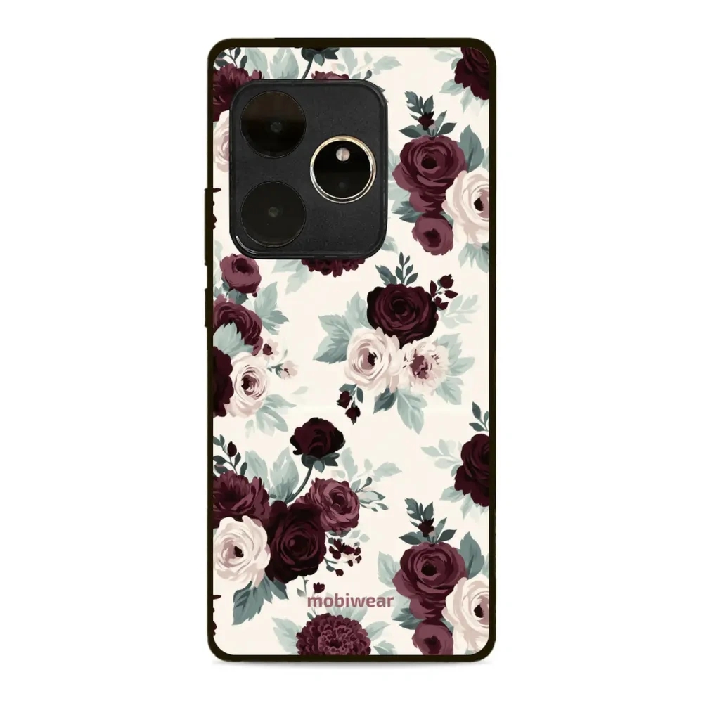 Etui ochronne do realme GT 6, Mobiwear Glossy Case, róże z szałwią na kremie