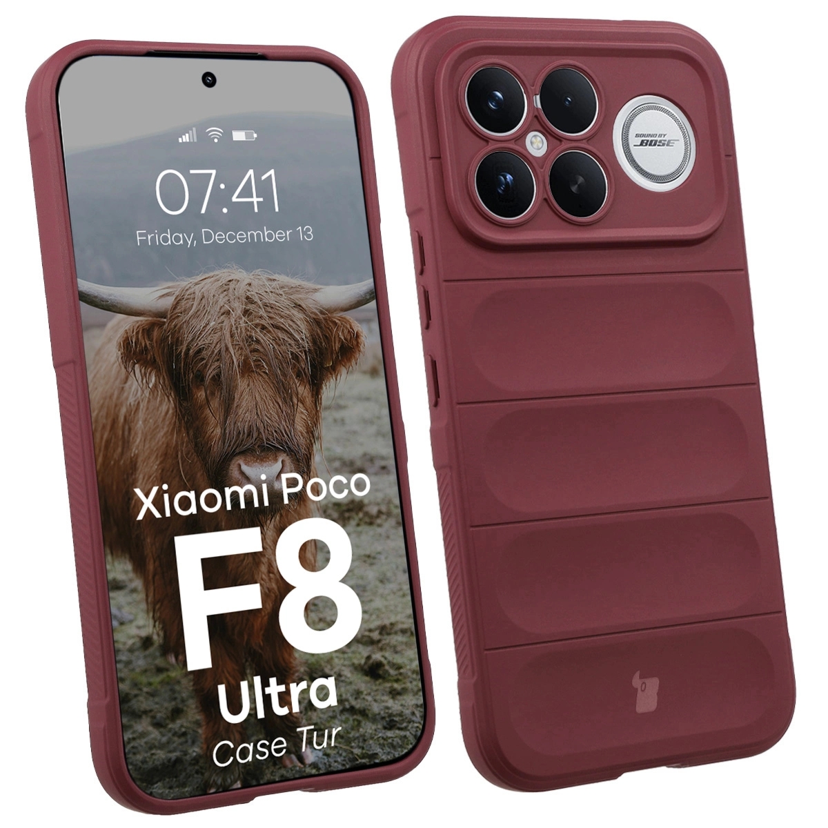 Pancerne etui Bizon Case Tur do Xiaomi POCO F8 Ultra, burgundowe