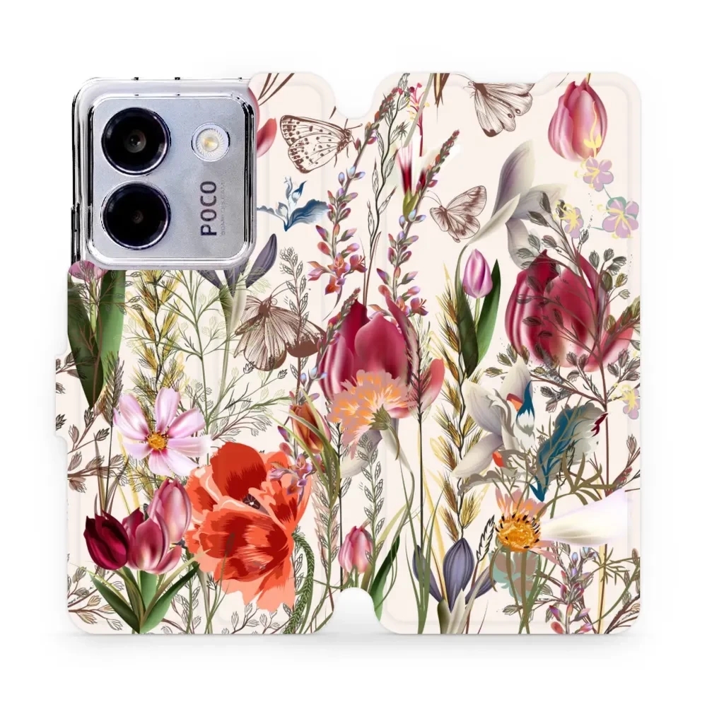 Etui z klapką do Xiaomi Poco M7 Pro 5G, Mobiwear Book, bukiet kwiatów
