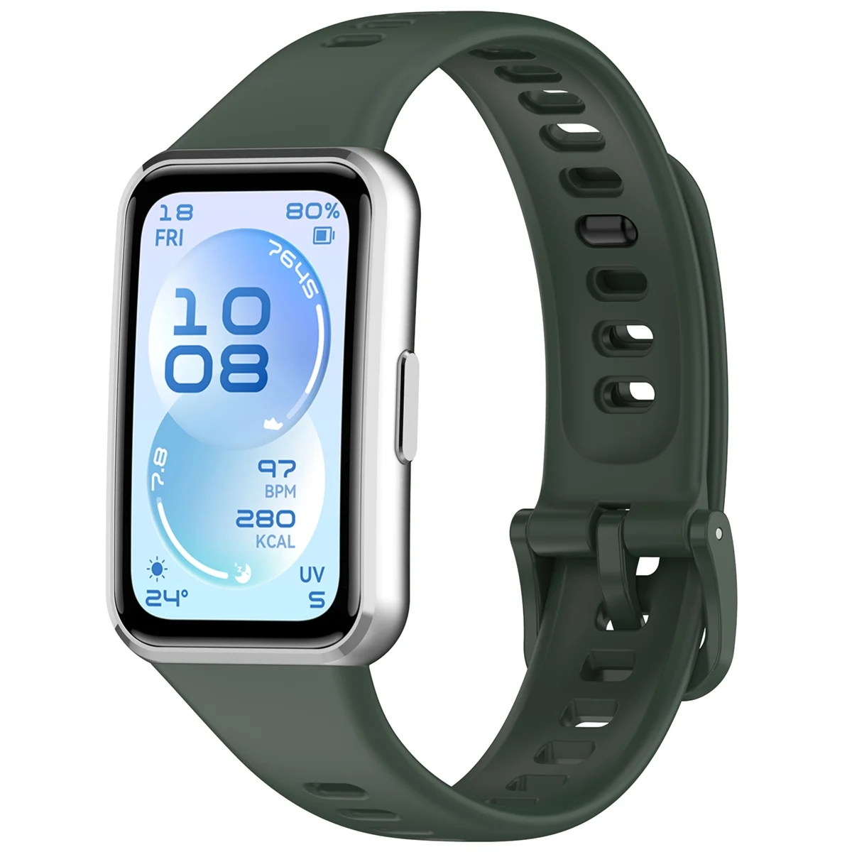 Silikonowy pasek Bizon Strap Watch Silicone do Huawei Band 11 / 11 Pro, ciemnozielony