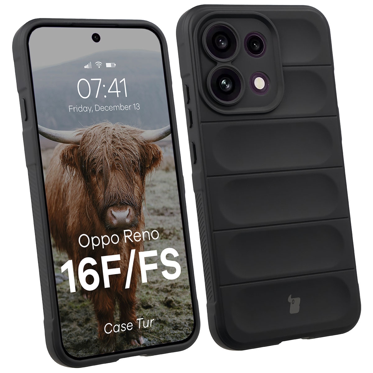 Pancerne etui Bizon Case Tur do Oppo Reno16 F / Reno16 FS 5G, czarne