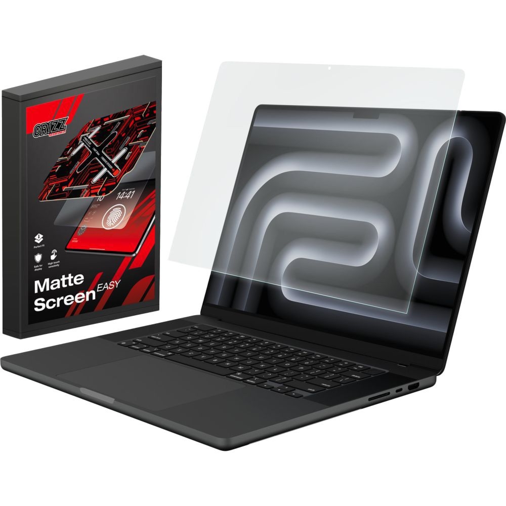 Folia matowa na ekran Grizz MateScreen Easy do MacBook Pro 16″ M5 Max 2026 z ramką aplikacyjną