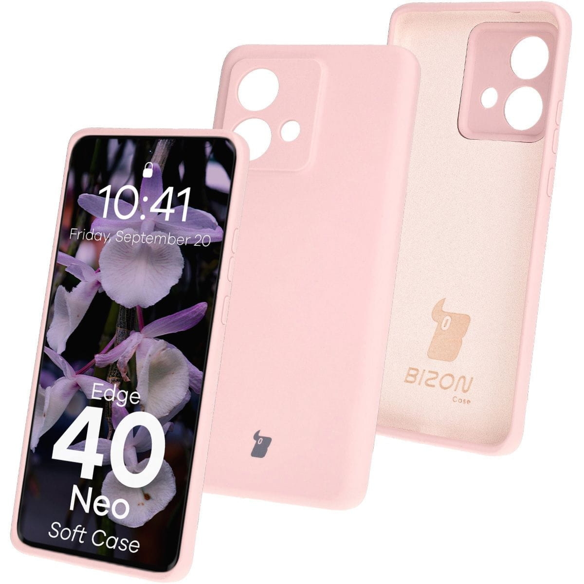 Silikonowe etui Bizon Soft Case do Motorola Edge 40 Neo, pudrowy róż