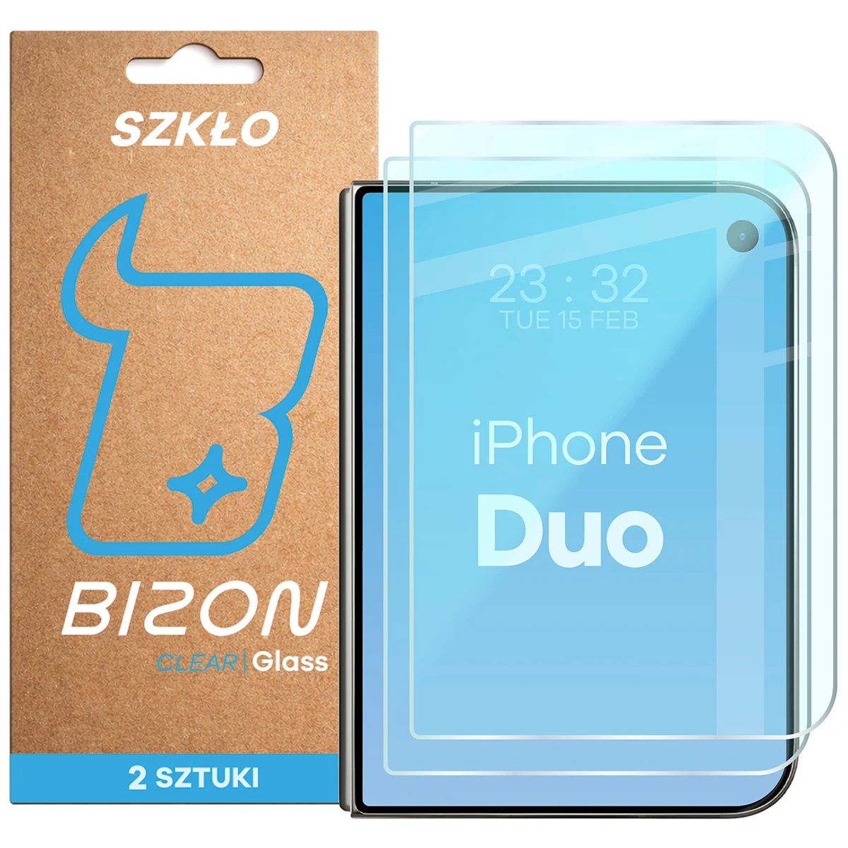 Szkło hartowane Bizon Glass Clear Duo do iPhone Duo, 2 sztuki