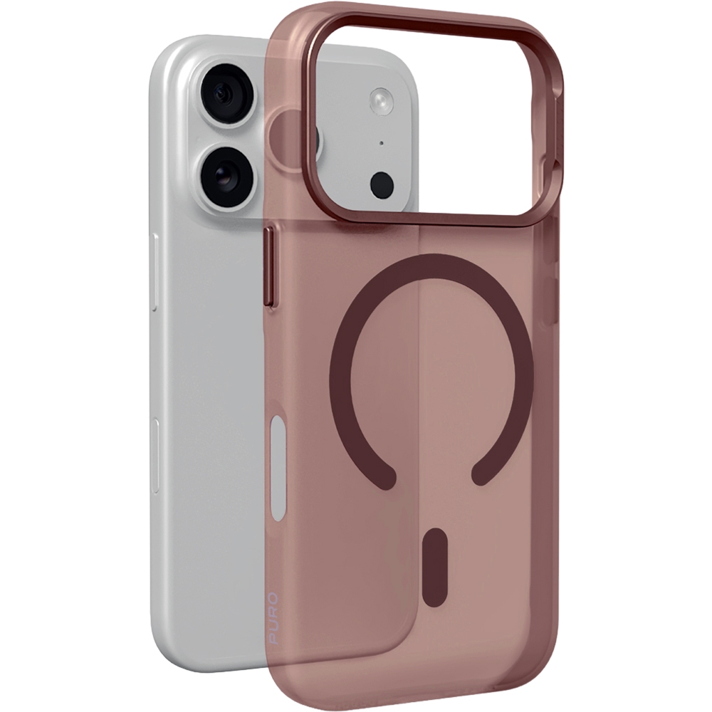 Etui do iPhone 18 Pro / 17 Pro, Puro Lightfeel do MagSafe, lekkie, burgundowe
