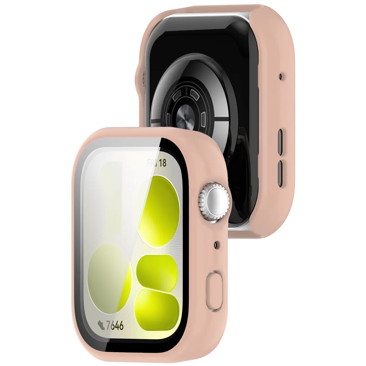 Etui ze szkłem do zegarka Bizon Case Watch Adamo do Huawei Watch Fit 5, matowe różowe