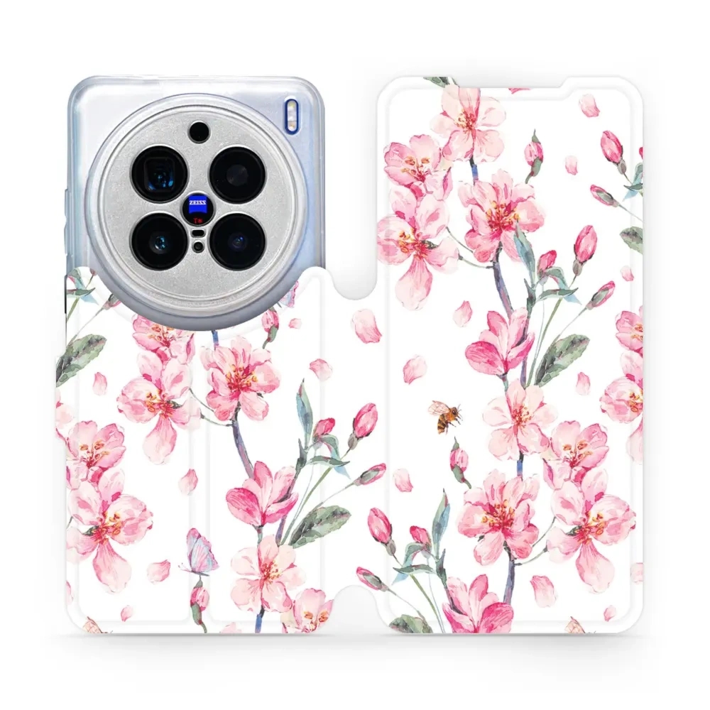 Etui z klapką do Vivo X200 Pro, Mobiwear Book, różowa wiosna