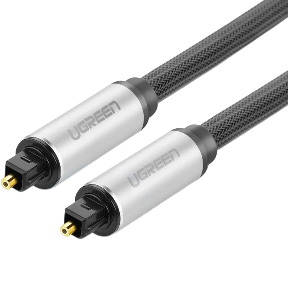 OUTLET: Kabel optyczny, przewód audio cyfrowy światłowód Ugreen Toslink SPDIF, 1.5 m, szary