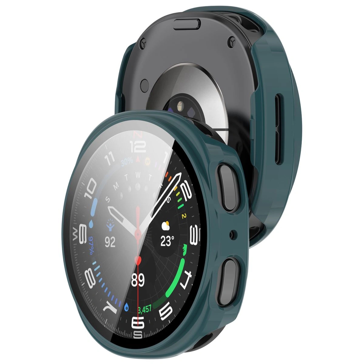 Etui ze szkłem do zegarka Bizon Case Watch Adamo do Galaxy Watch 8 40 mm, zielone