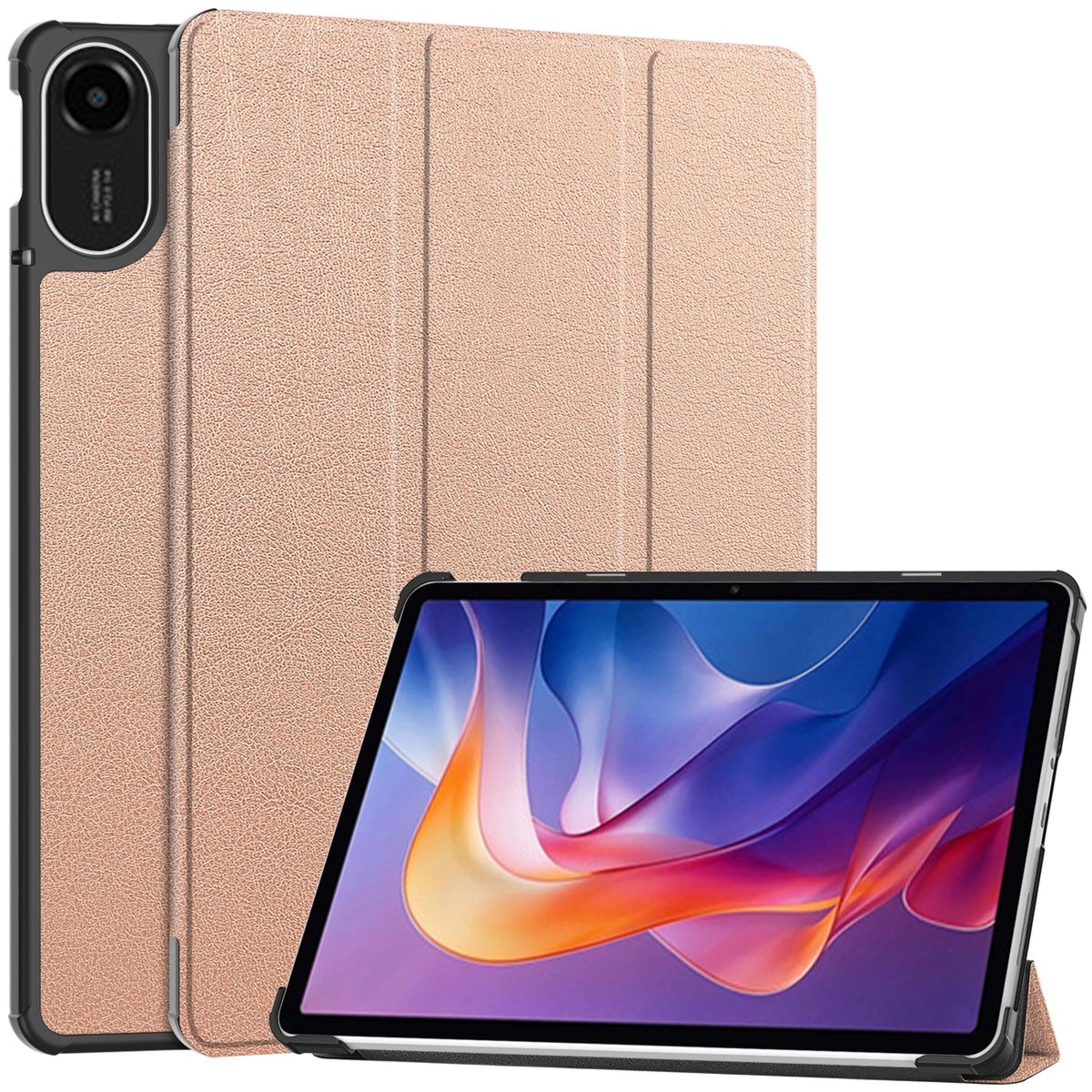 Etui z klapką Bizon Case Tab Croc do Xiaomi Redmi Pad 2, różowozłote