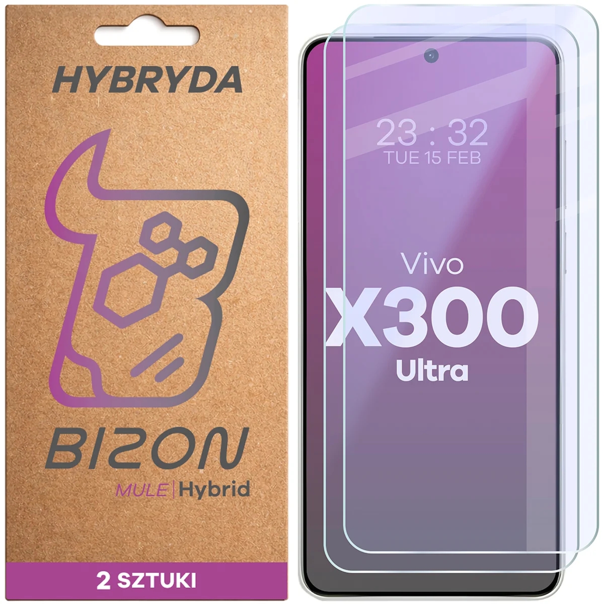 Elastyczne szkło hybrydowe Bizon Hybrid Mule Duo do Vivo X300 Ultra, 2 sztuki
