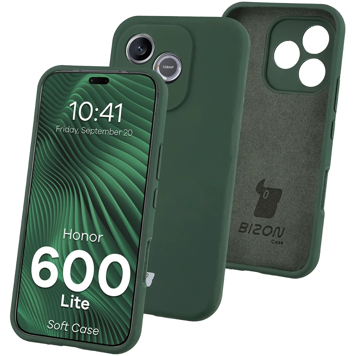 Silikonowe etui Bizon Soft Case do Honor 600 Lite 5G, ciemnozielone