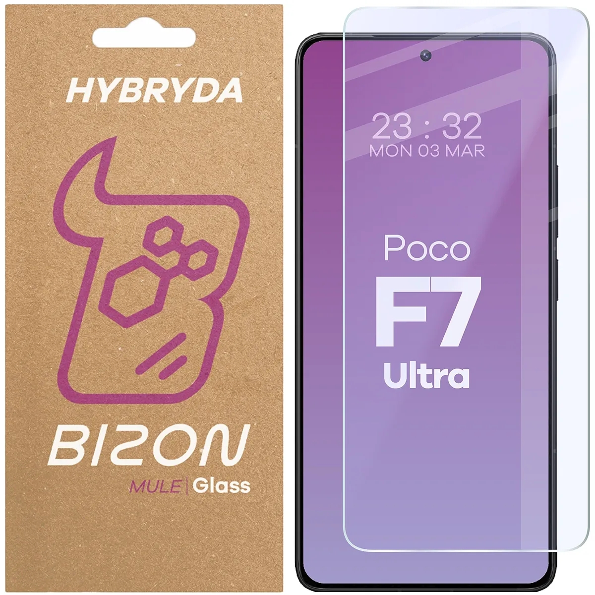 Image of Elastyczne szkło hybrydowe Bizon Glass Mule do Xiaomi Poco F7 Ultra