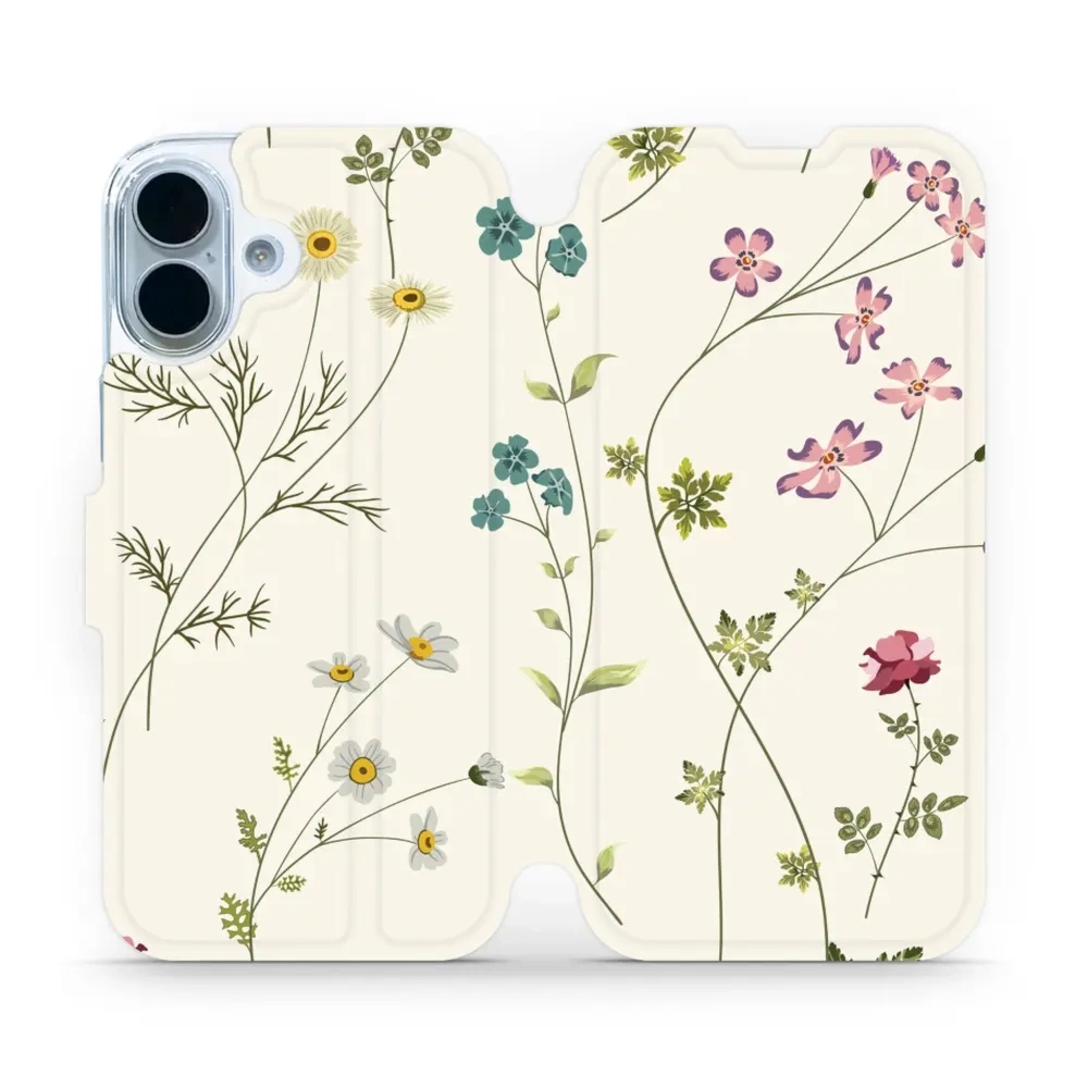 Etui z klapką do iPhone 17, Mobiwear Book, polne kwiaty