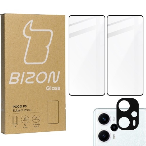 Image of 2x Szkło + szybka na aparat BIZON Edge Pack do Xiaomi Poco F5