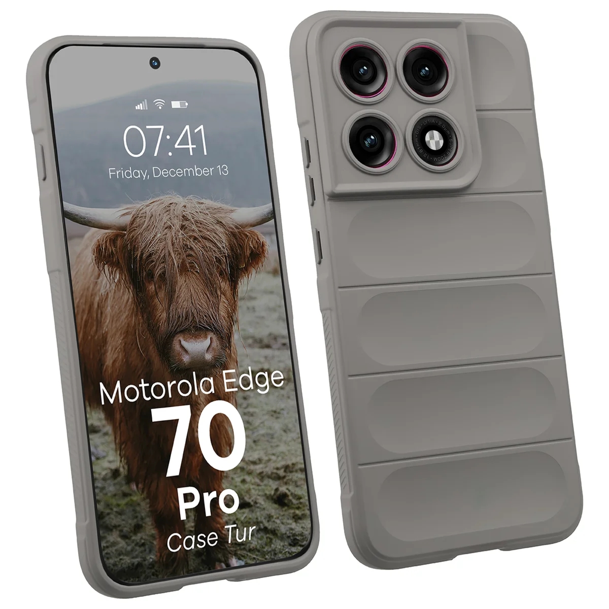 Pancerne etui Bizon Case Tur do Motorola Edge 70 Pro, jasnoszare