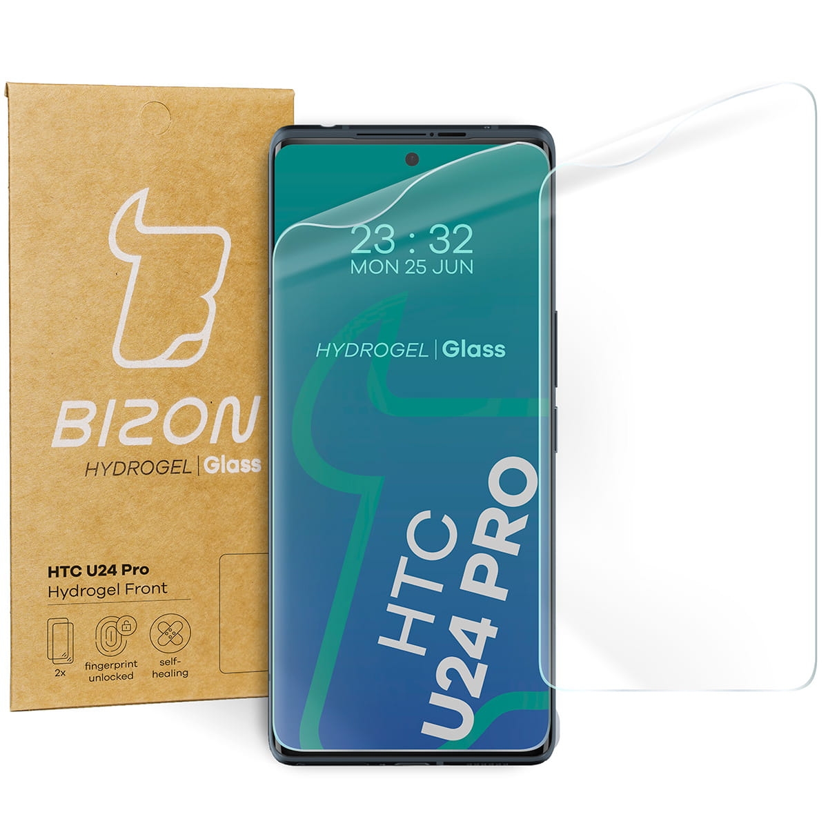 Image of Folia hydrożelowa na ekran Bizon Glass Hydrogel Front do HTC U24 Pro, 2 sztuki