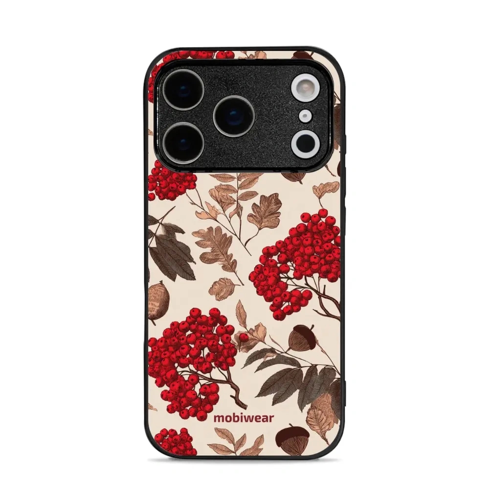 Etui ochronne do iPhone 17 Pro, Mobiwear Glossy Case, jarzębina na ecru