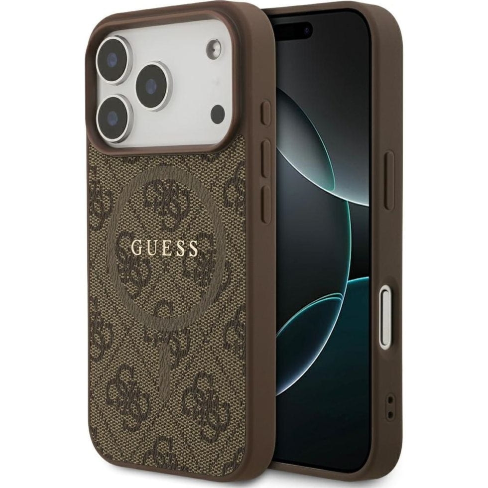 Etui Guess Hardcase 4G Ring Classic Logo do MagSafe do iPhone 18 Pro / 17 Pro, brązowe