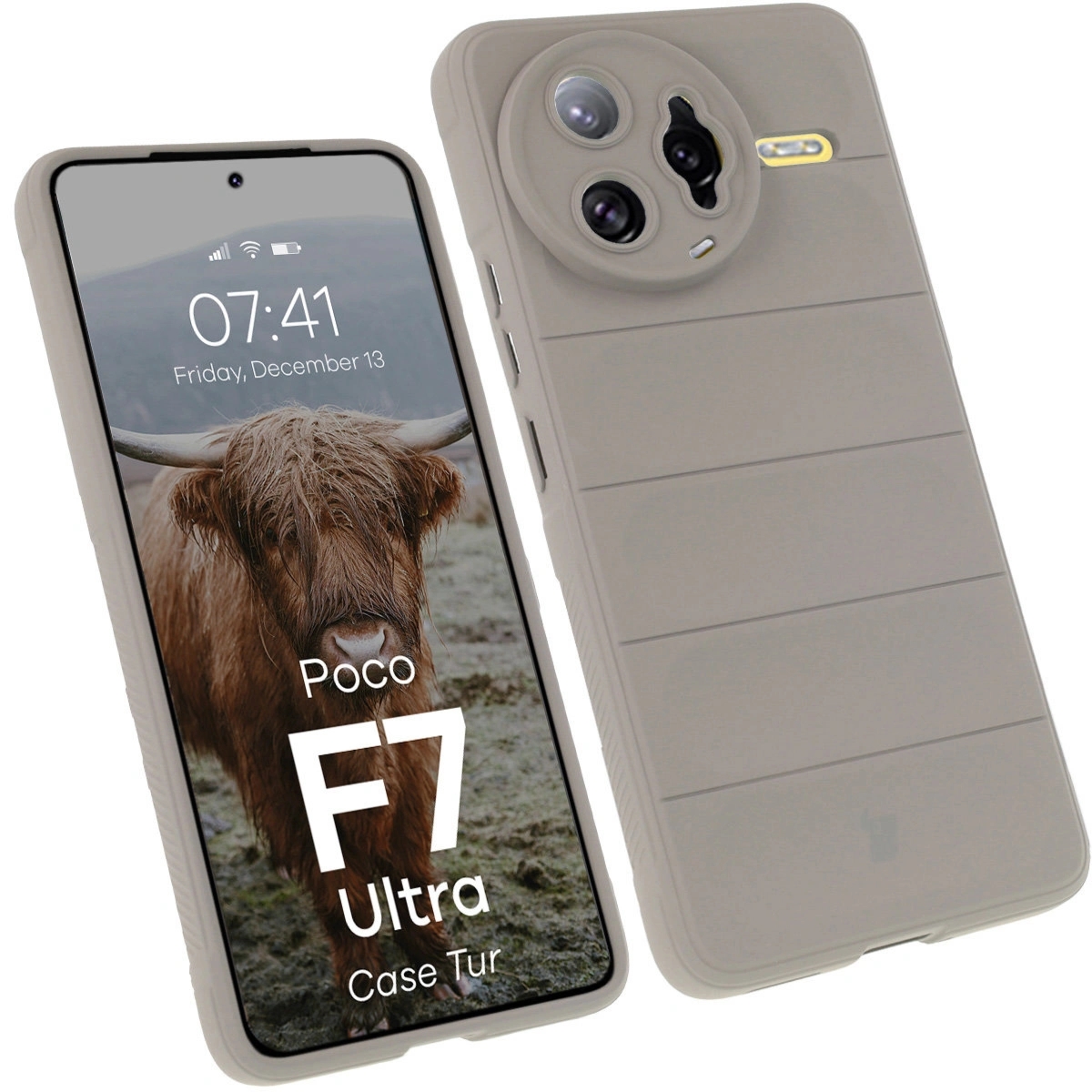 Pancerne etui Bizon Case Tur do Xiaomi Poco F7 Ultra, jasnoszare