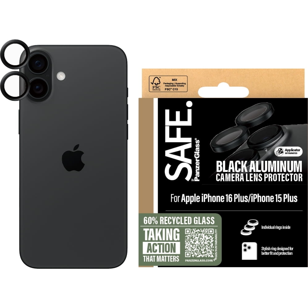 Szkło hartowane na aparat Safe by PanzerGlass Camera Lens Protector  do iPhone 16 / 16 Plus, czarne