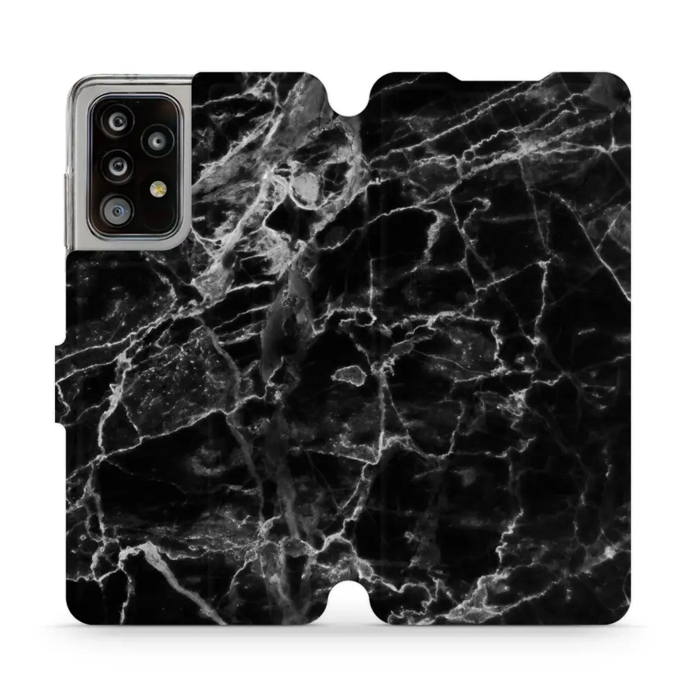 Etui z klapką do Galaxy A52s 5G, Mobiwear Book, czarny marmur