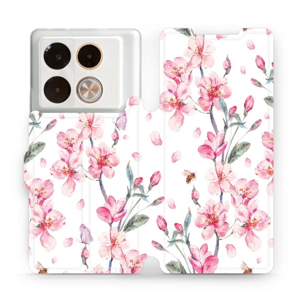 Etui z klapką do Infinix Note 40 Pro, Mobiwear Book, różowa wiosna