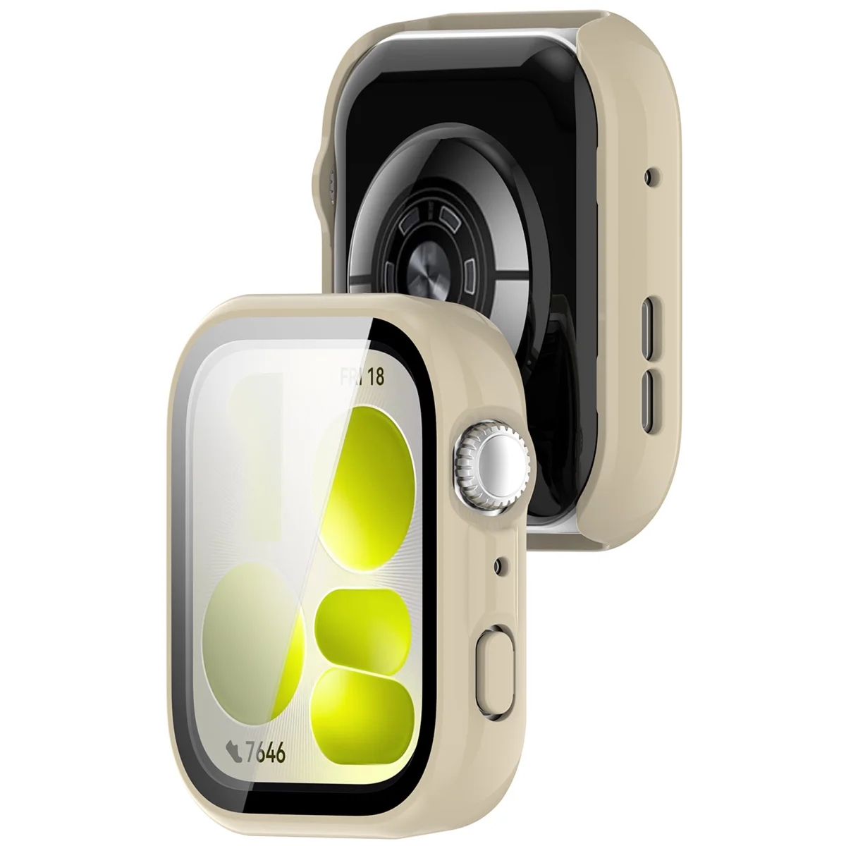Etui ze szkłem do zegarka Bizon Case Watch Adamo do Huawei Watch Fit 5, beżowe