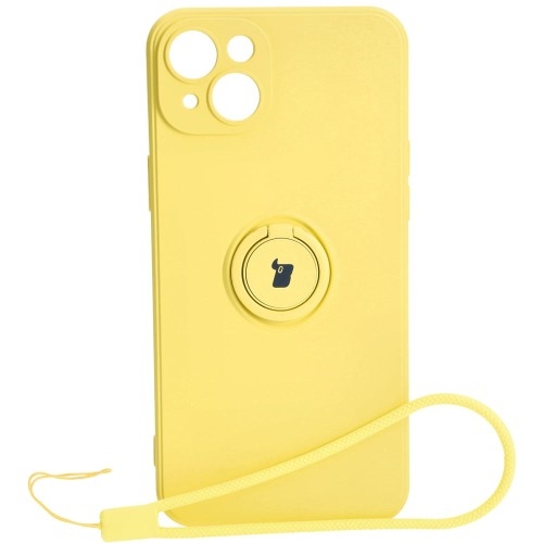 Image of Etui Bizon Case Silicone Ring Sq do iPhone 15 Plus, żółte