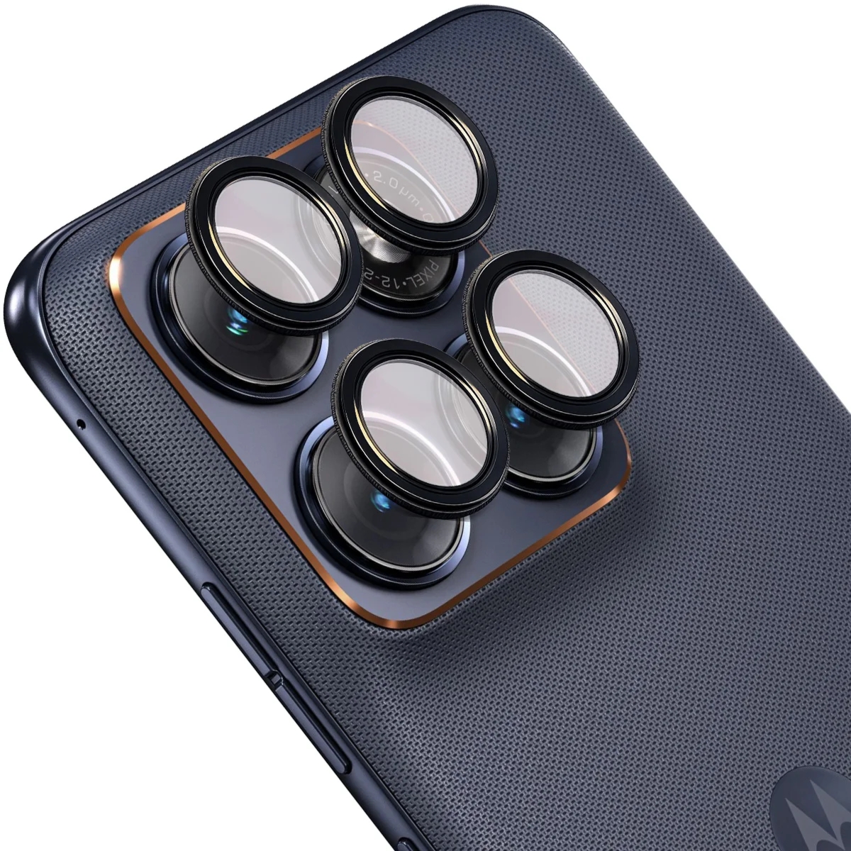Szkło na aparat Bizon Glass Snap Lens do Motorola Edge 70 Fusion, 1 zestaw, czarna ramka