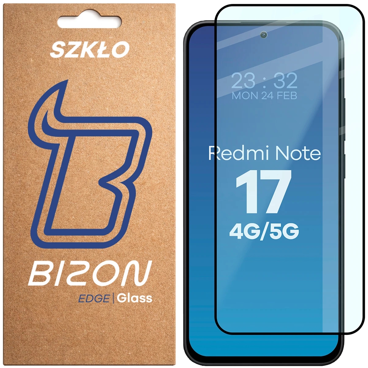 Szkło hartowane Bizon Glass Edge do Xiaomi Redmi Note 17 4G/5G, czarna ramka