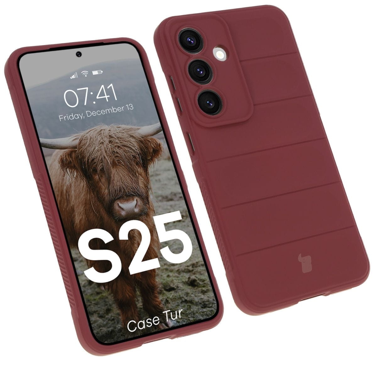 Pancerne etui Bizon Case Tur do Galaxy S25, burgundowe