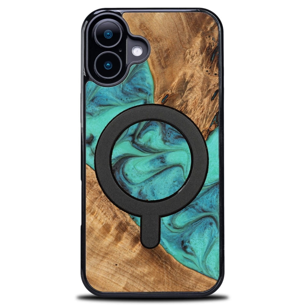 Drewniane etui do iPhone 17, Bewood Unique Turquoise do MagSafe