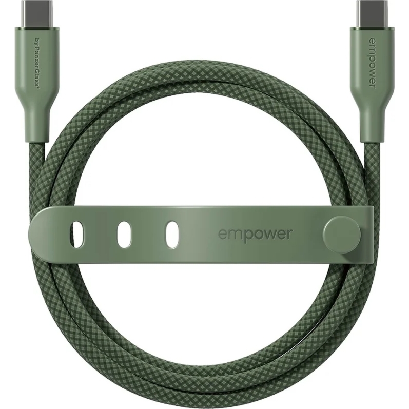 Kabel z oplotem USB-C – USB-C, Empower Racing 60W PD PPS QC 4.0, 1.2 m, zielony
