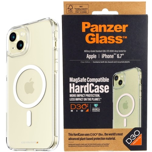 Image of Etui Antybakteryjne PanzerGlass HardCase MagSafe do iPhone 15 Plus, przezroczyste