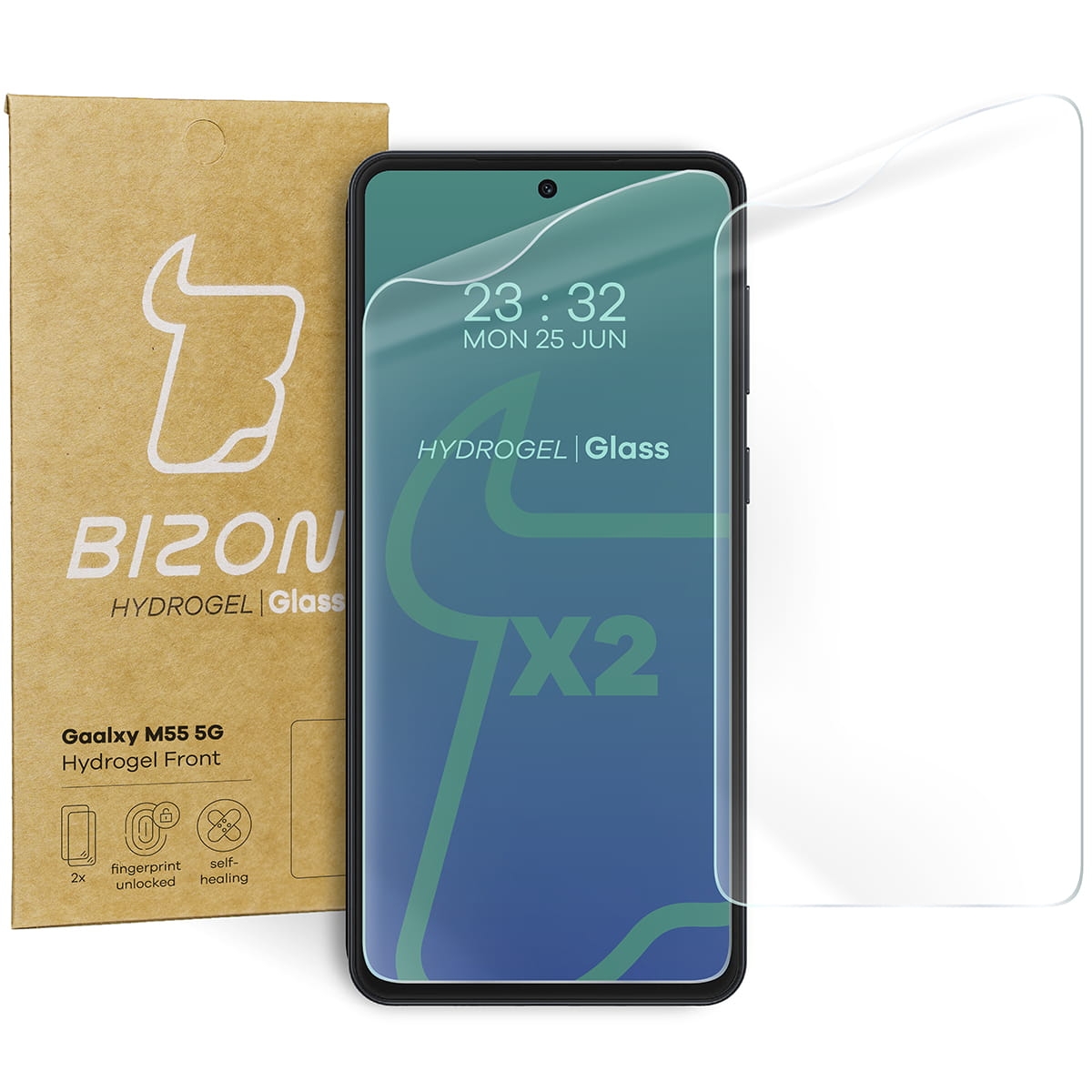 Image of Folia hydrożelowa na ekran Bizon Glass Hydrogel Front do Galaxy M55 5G, 2 sztuki