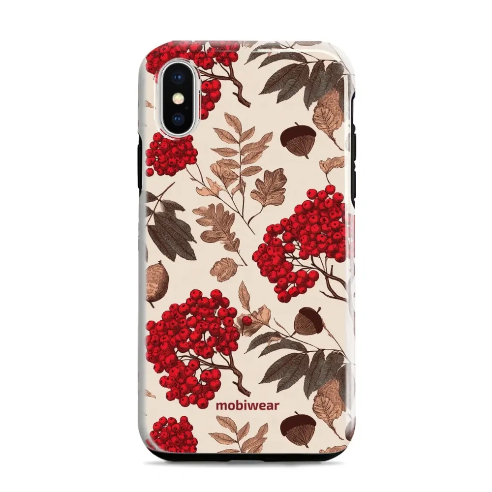 Etui ochronne do iPhone XR, Mobiwear Elite Pro, jarzębina na ecru