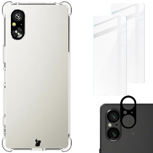 Image of Etui + 2x szkło hartowane + szkiełko na obiektyw Bizon Case Clear Pack do Sony Xperia 5 V