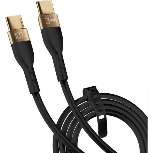 Image of Kabel 3mk Hyper Silicone Cable USB-C do USB-C, 100W, 5A, 2m, czarny