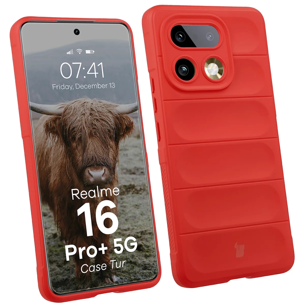 Pancerne etui Bizon Case Tur do Realme 16 Pro Plus 5G, czerwone