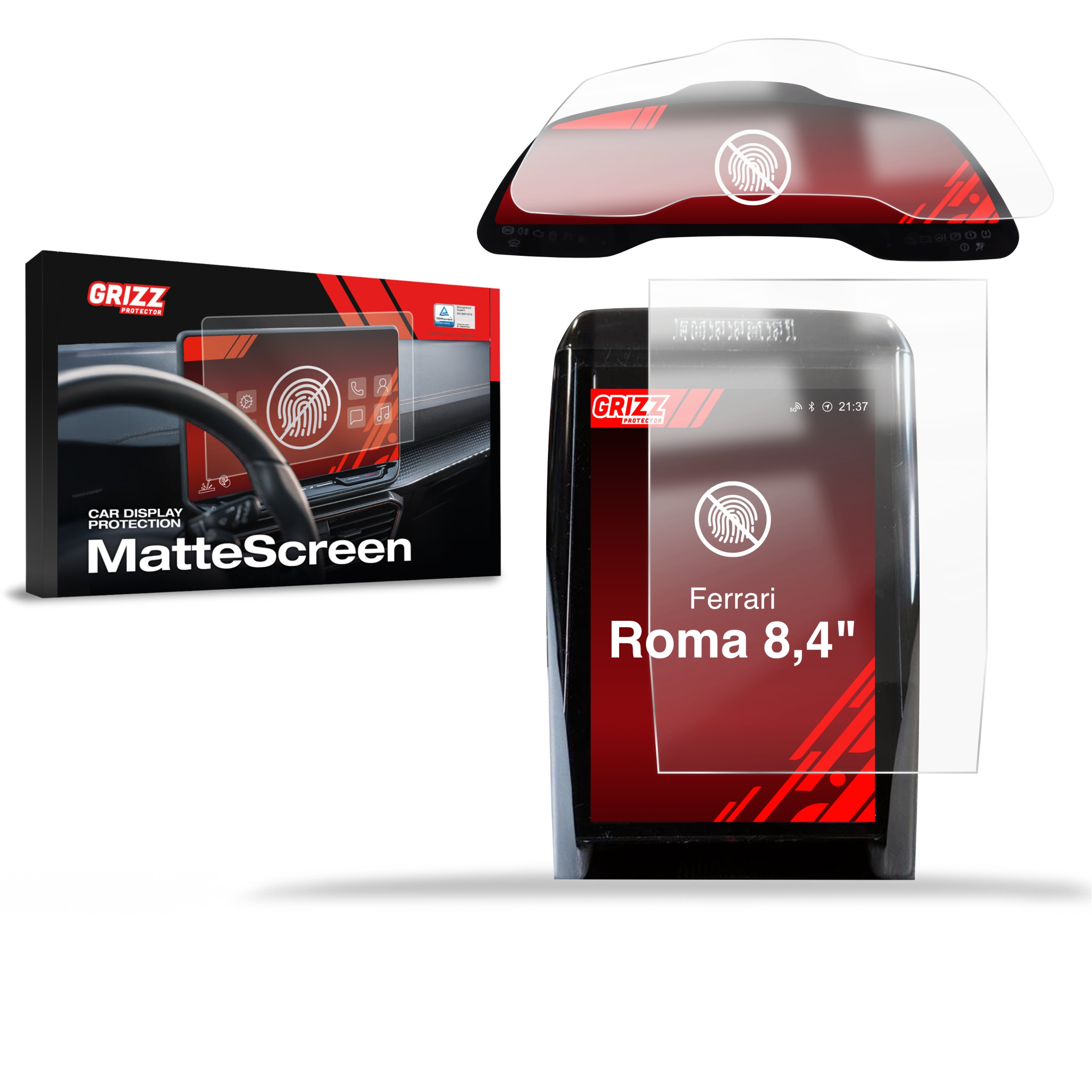 2w1 Folia antyodciskowa Grizz Protector na ekran Ferrari Roma 8,4″ (2020-2026), matowa