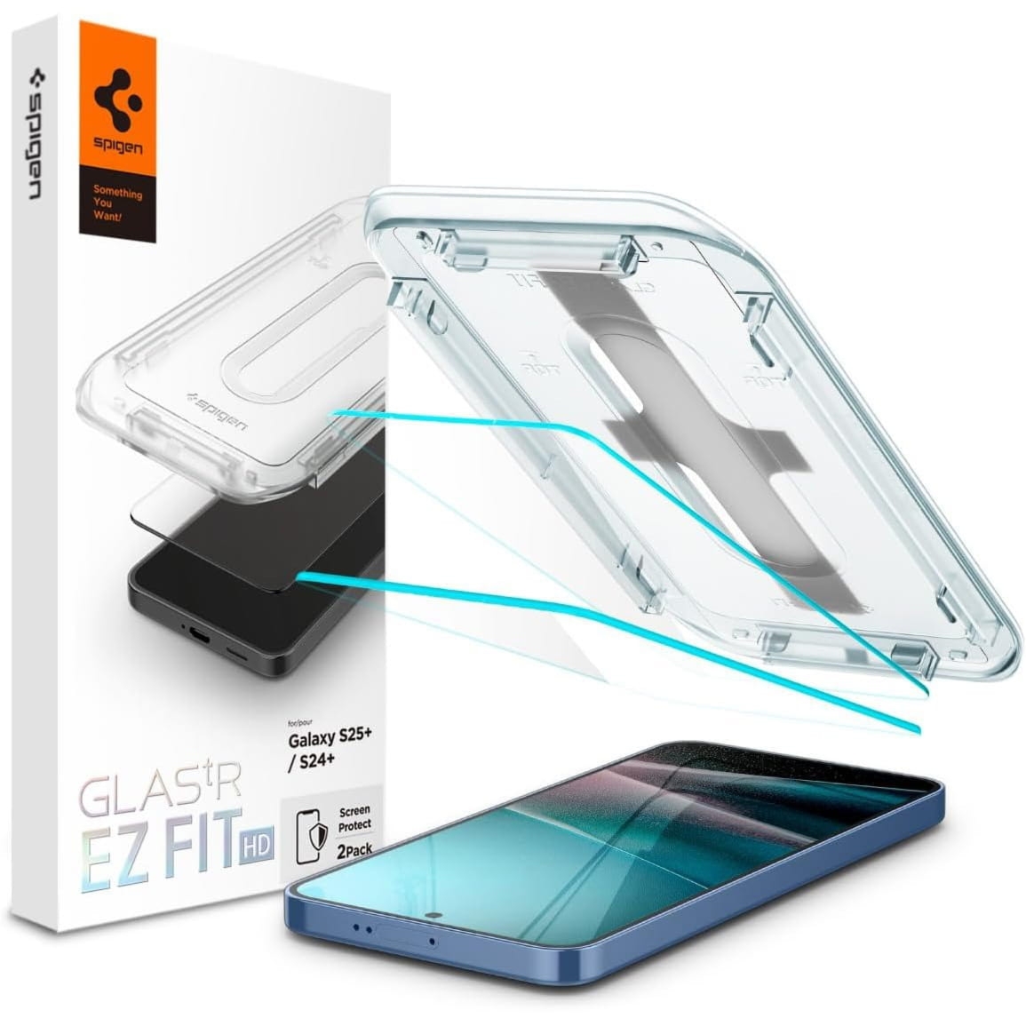 Szkło do etui + Aplikator Spigen Glas.tR EZ Fit 2-Pack do Galaxy S25 Plus / S24 Plus