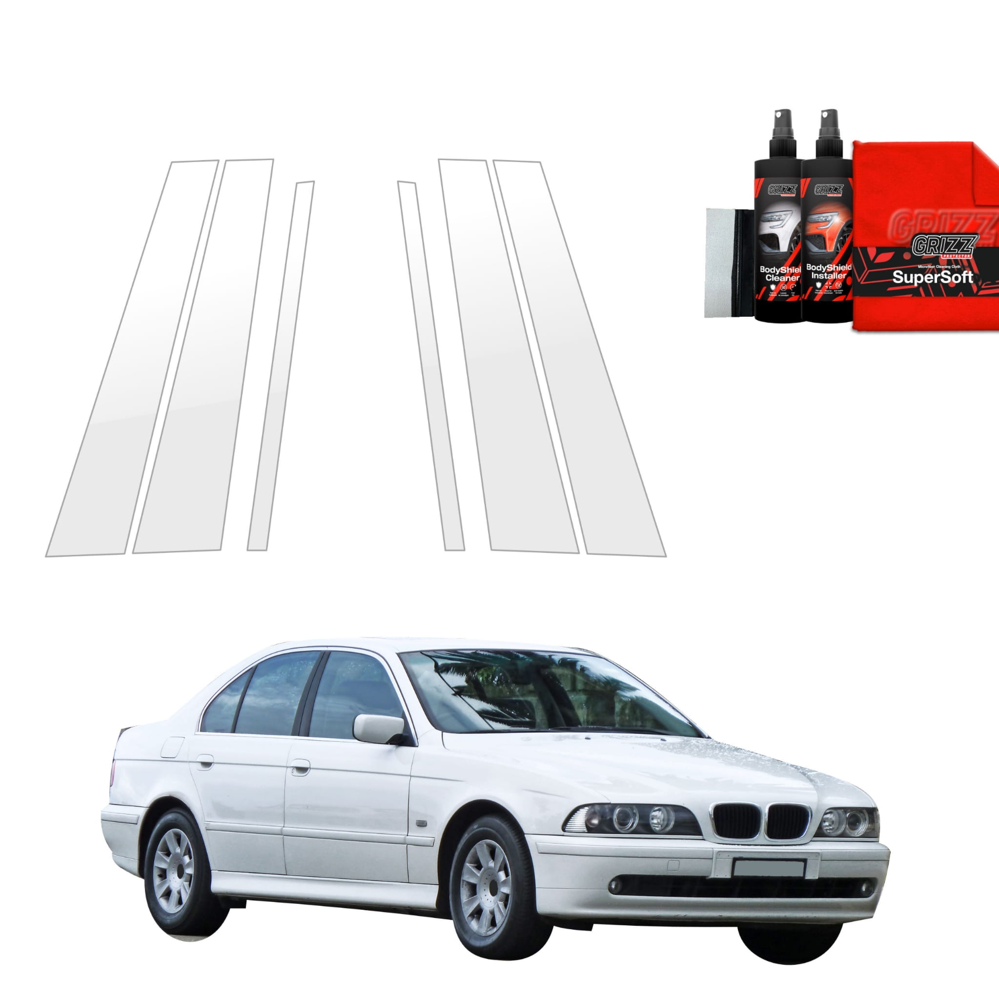 6w1 Folia ochronna na słupki Grizz Protector do BMW 5 E39 Sedan (1995-2003)