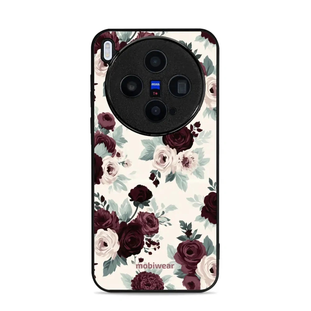 Etui ochronne do vivo X300, Mobiwear Glossy Case, róże z szałwią na kremie