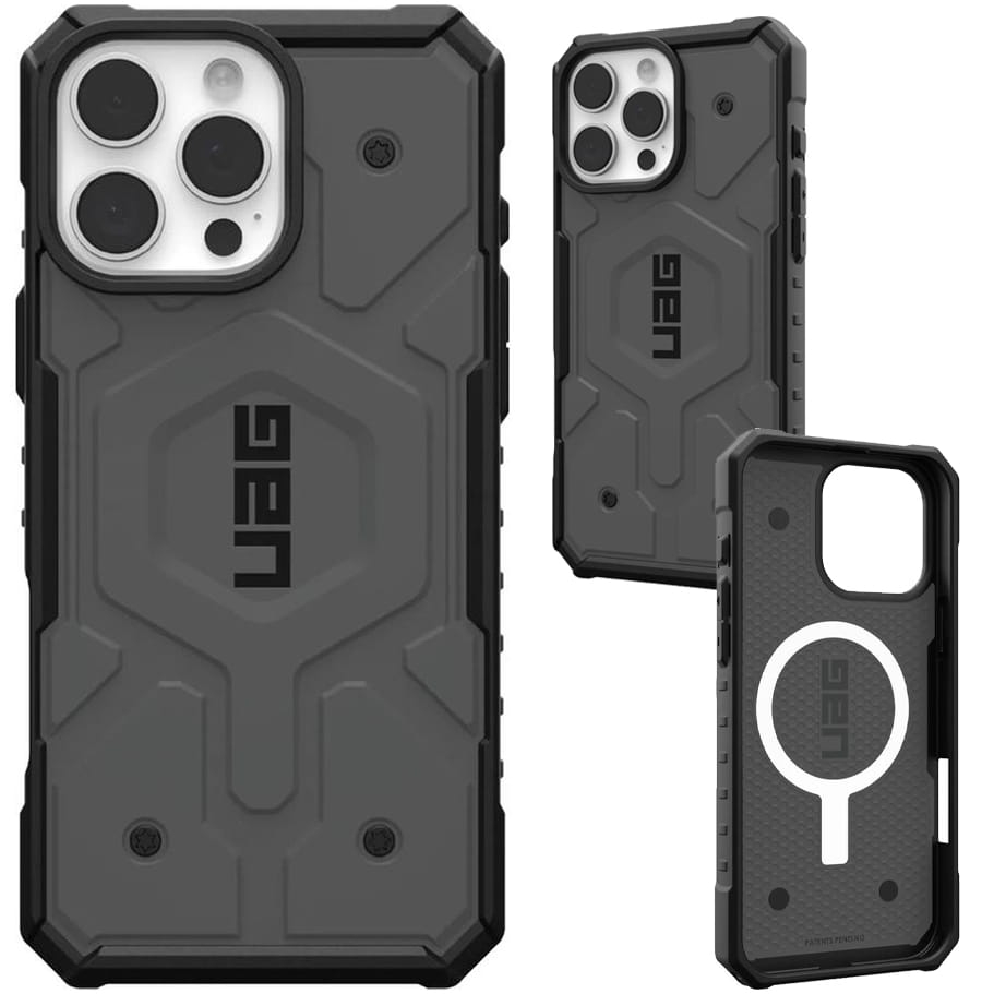 Image of Etui pancerne Urban Armor Gear Pathfinder Mag do MagSafe do iPhone 16 Pro Max, szare z czarną ramką